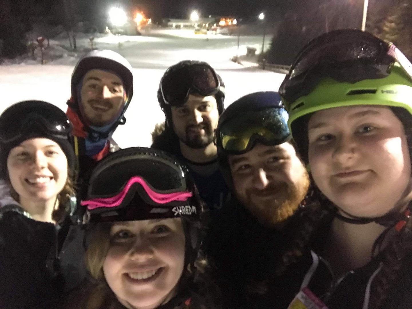 My friends and I night skiing at Searchmont Resort.